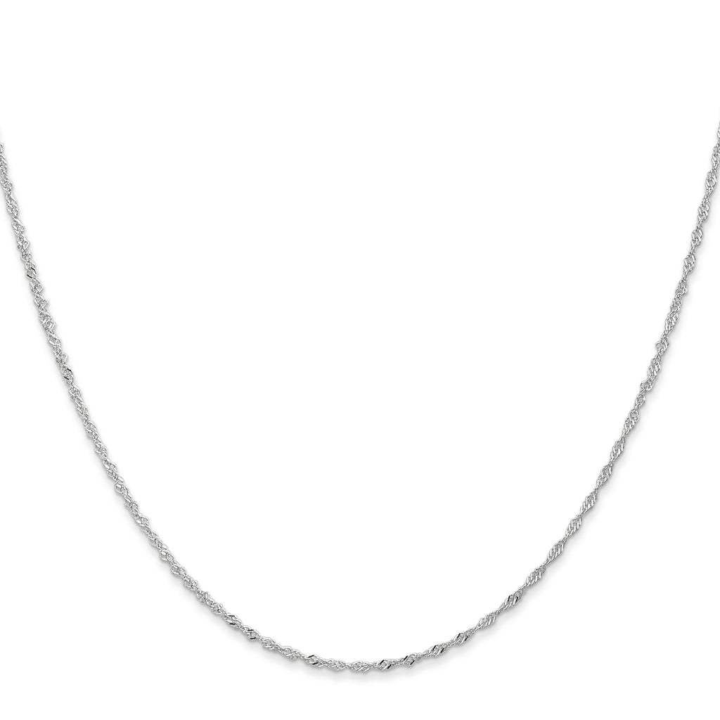14 Karat White Gold 1mm Singapore with Lobster Clasp Chain - View 2