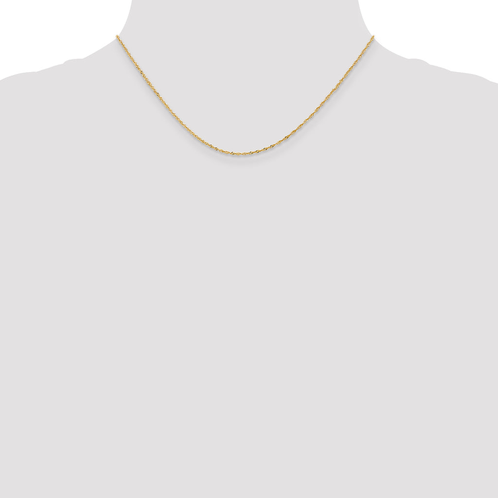 14 Karat 1mm Singapore with Lobster Clasp Chain - View 4