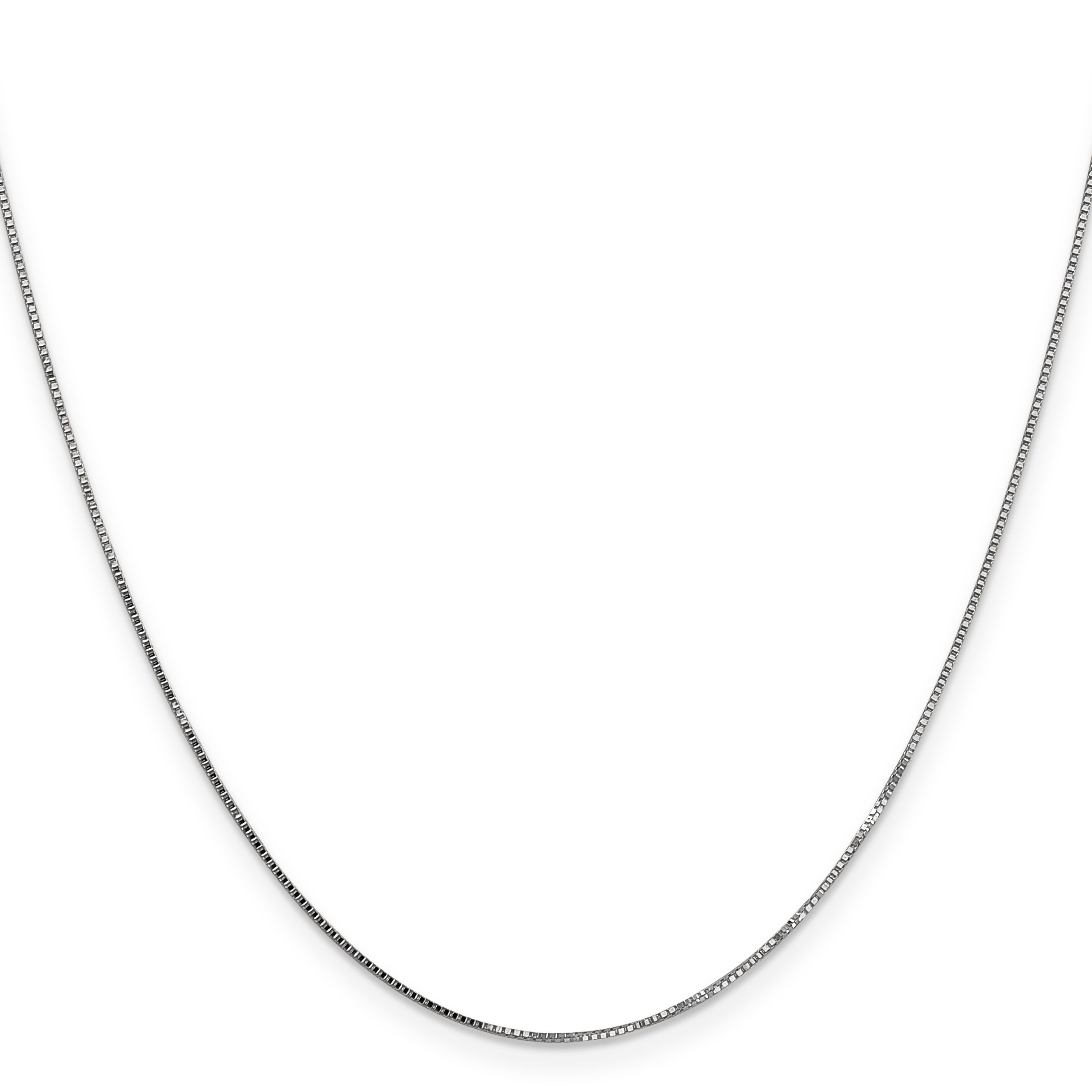14 Karat White Gold .8mm Box with Lobster Clasp Chain - View 2