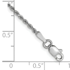 14K White Gold 1.5mm Diamond-Cut Rope Chain Anklet