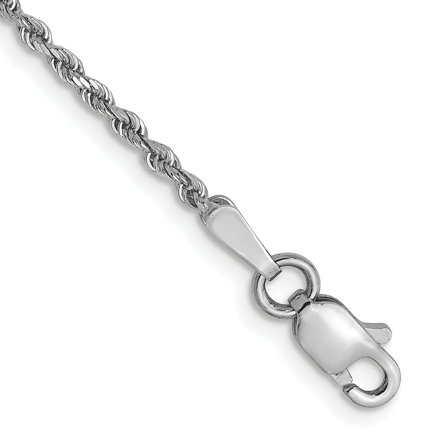14K White Gold 1.5mm Diamond-Cut Rope Chain Anklet Main image