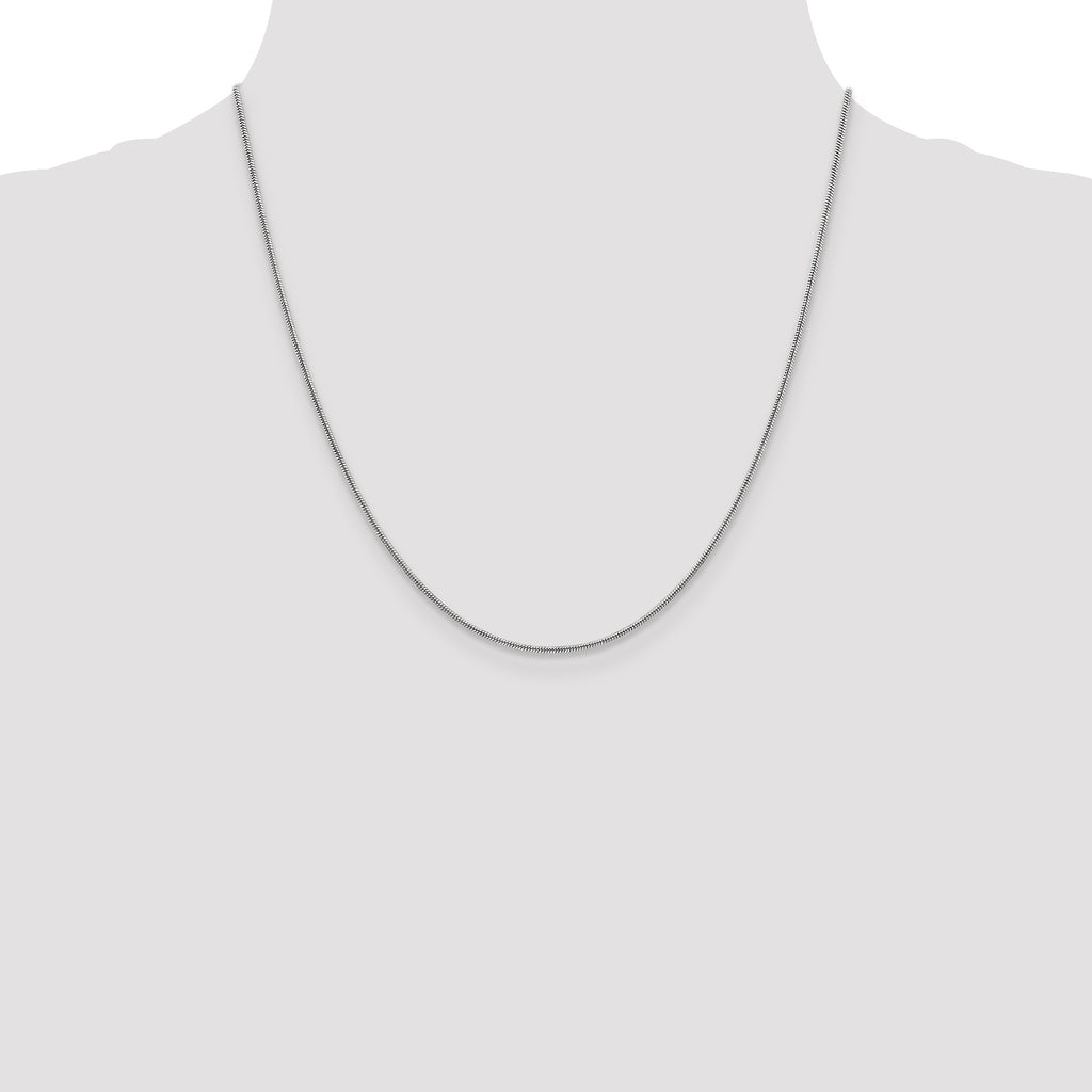 14K White Gold 1.3mm Round Snake Chain