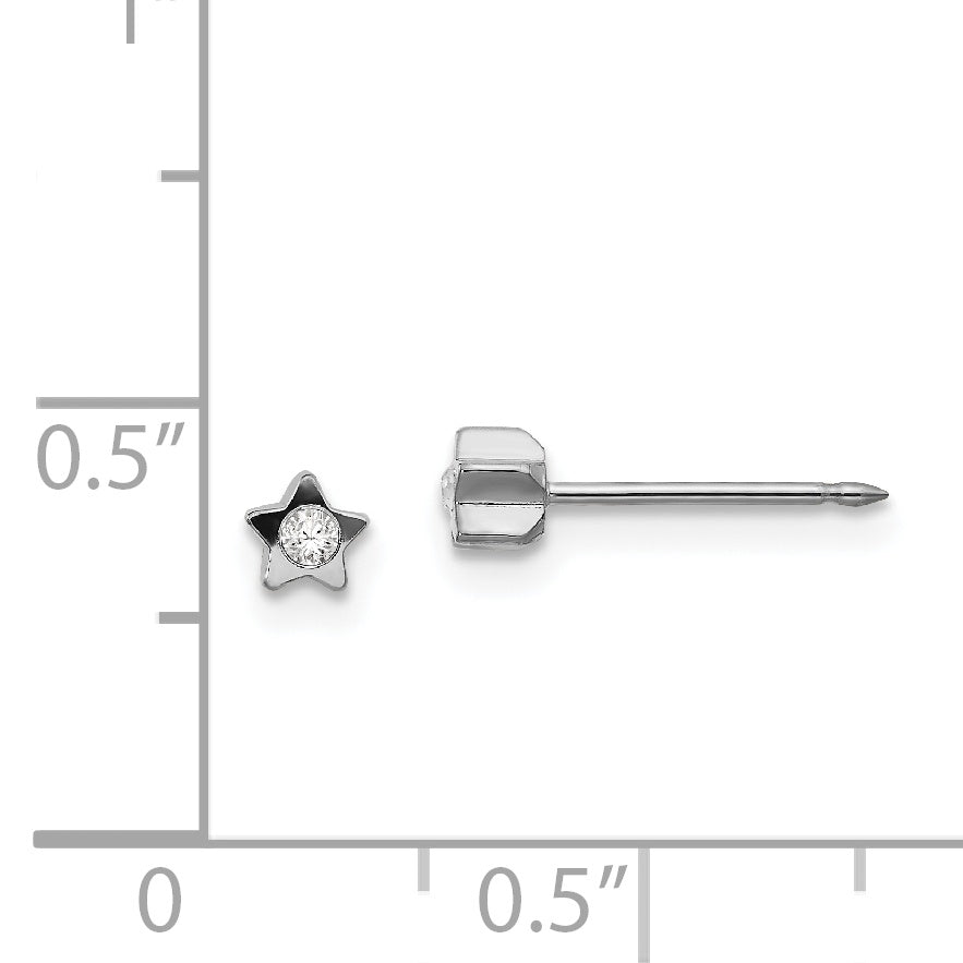 Inverness Stainless Steel Polished Crystal in Star Earrings