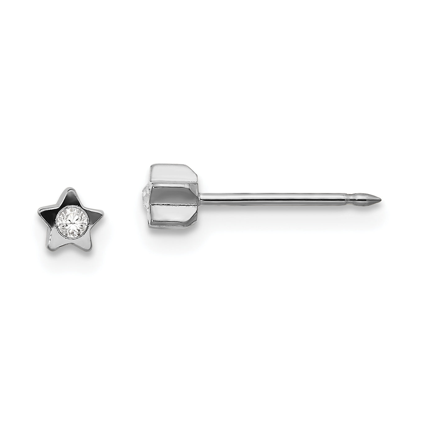 Inverness Stainless Steel Polished Crystal in Star Earrings Main image