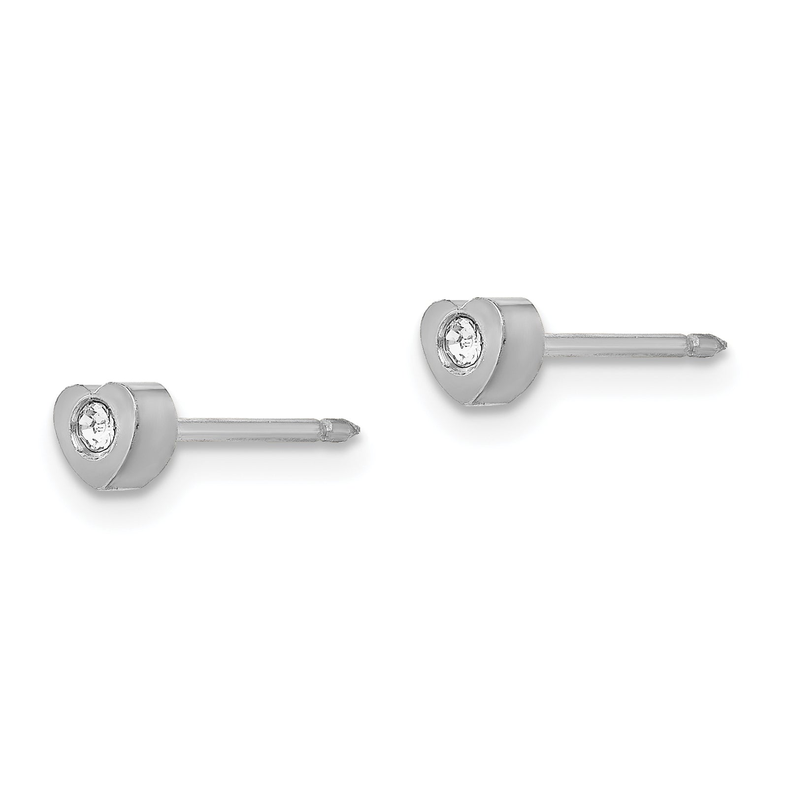 Inverness Stainless Steel Polished Crystal in Heart Earrings Secondary image