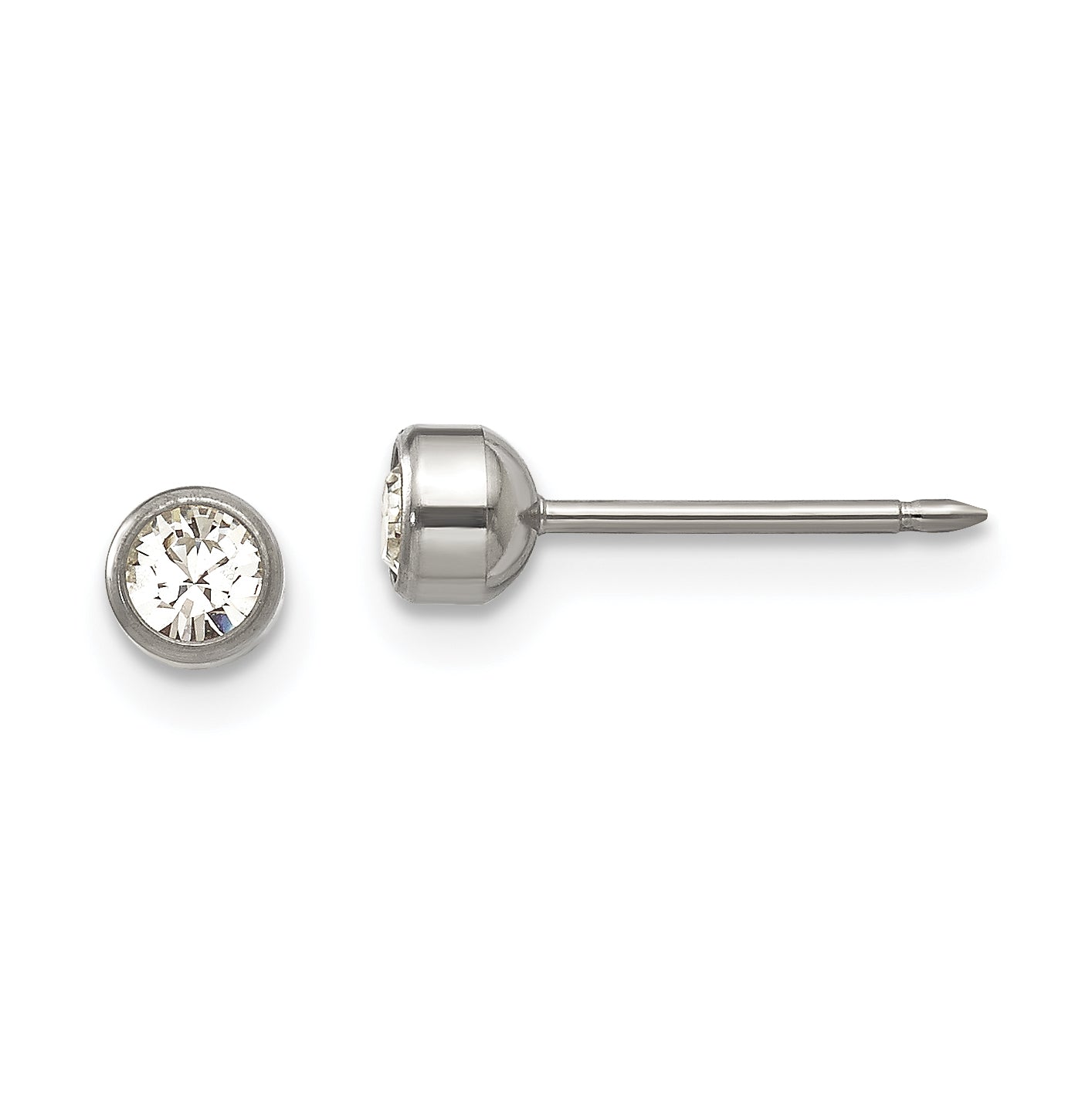 Inverness Titanium 4mm Bezel Crystal Earrings Main image