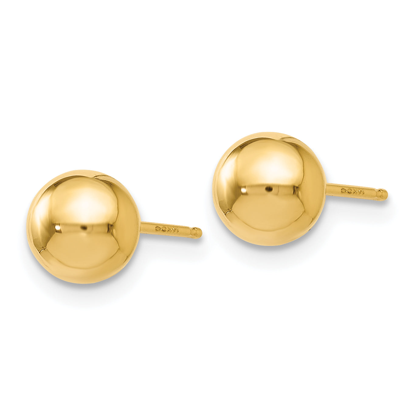 Polished Ball Stud Earrings in 14K Yellow Gold, 6mm Secondary image