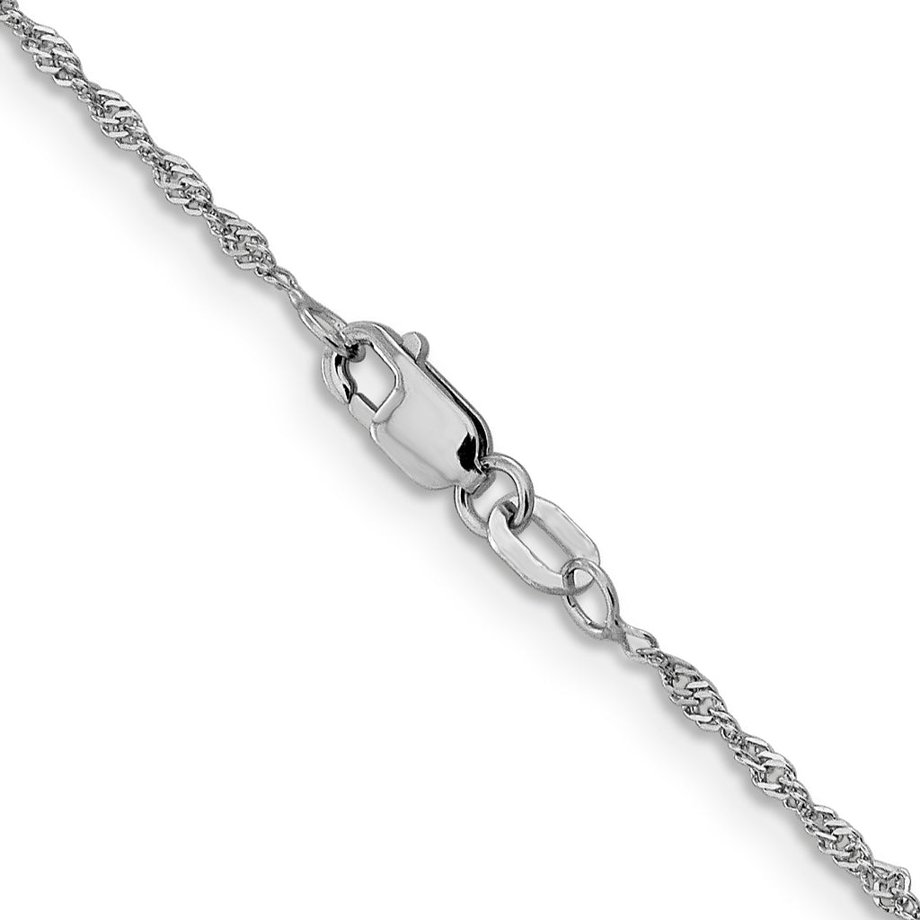 14 Karat White Gold 1.3mm Singapore Chain - View 3