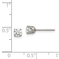 Inverness Stainless Steel Polished 5mm CZ Post Earrings