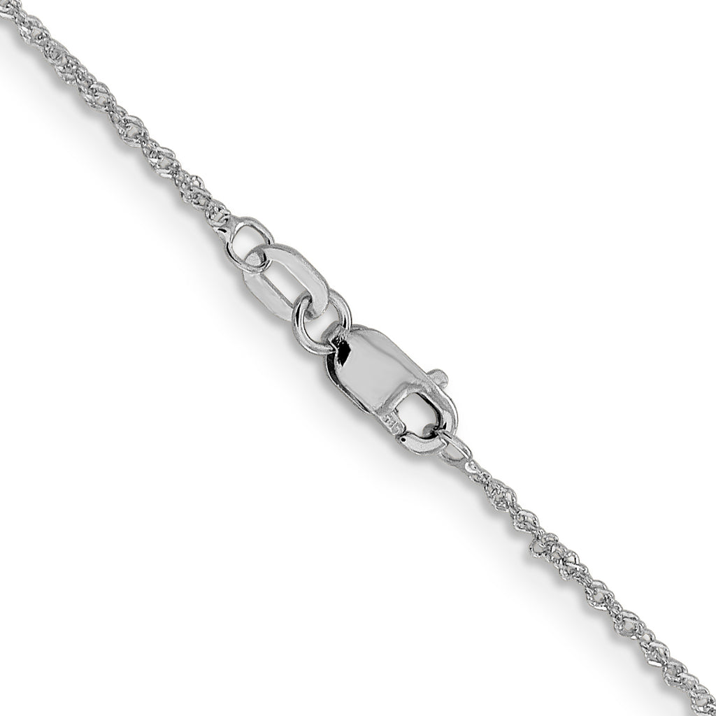 14 Karat White Gold 1mm Sparkle Singapore Chain - View 3