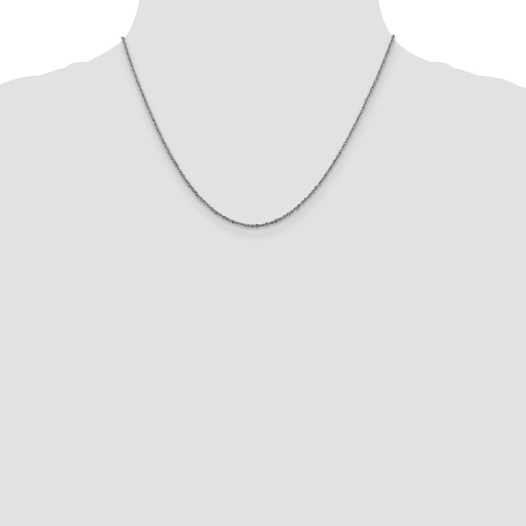 14K White Gold 1.6mm Sparkle Singapore Chain
