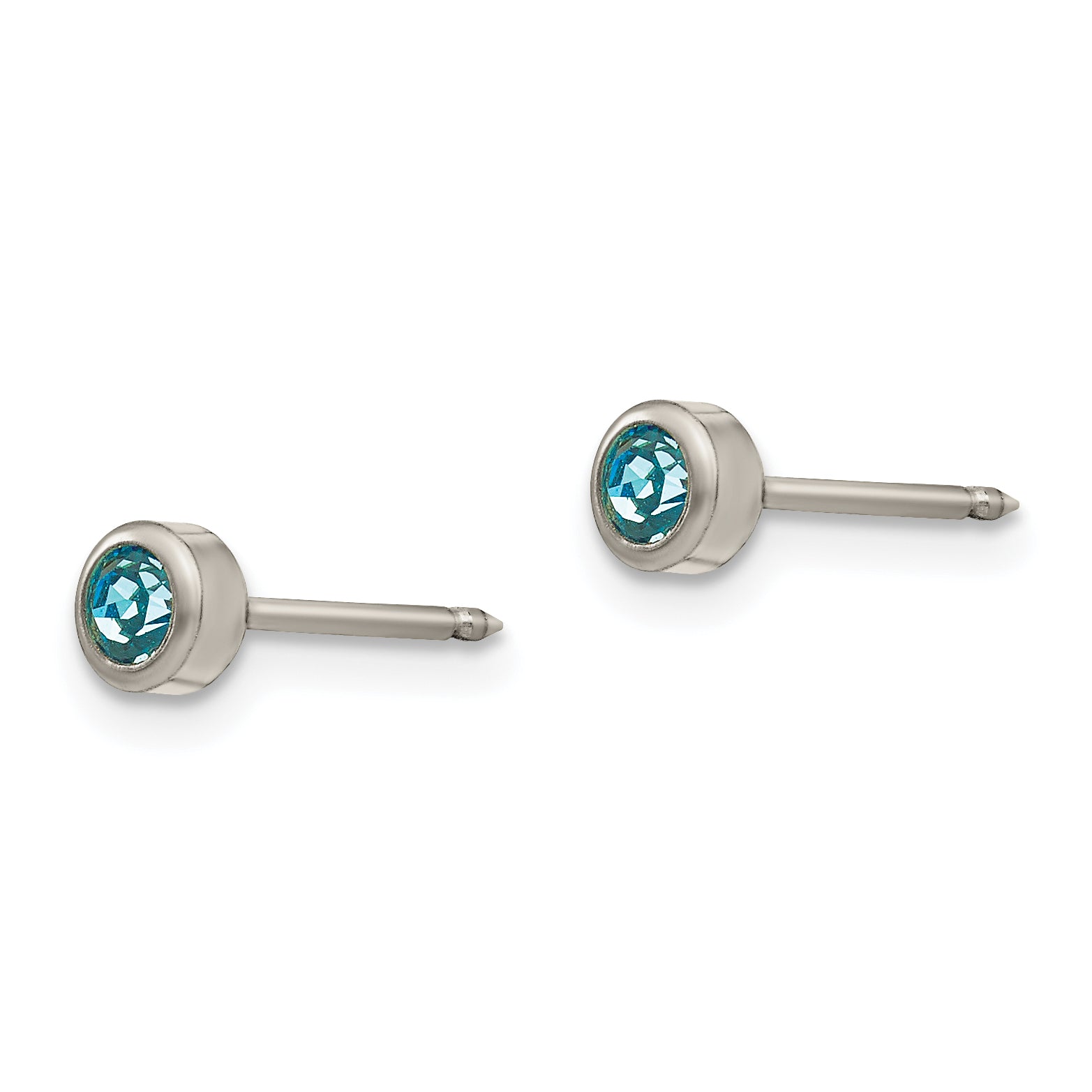 Inverness Titanium 4mm Aqua Crystal Bezel Earrings Secondary image