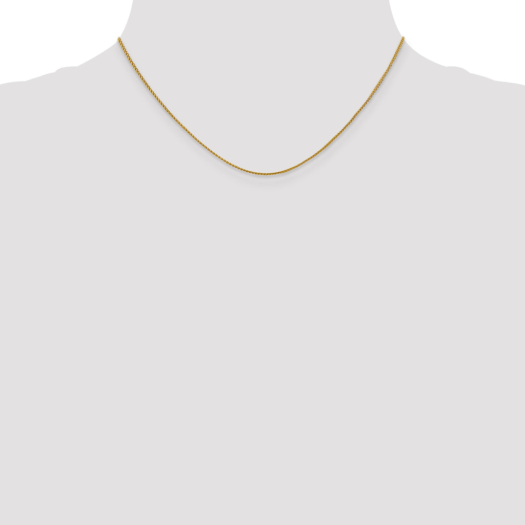 18K 16 inch 1mm Diamond-cut Spiga with Spring Ring Clasp Chain