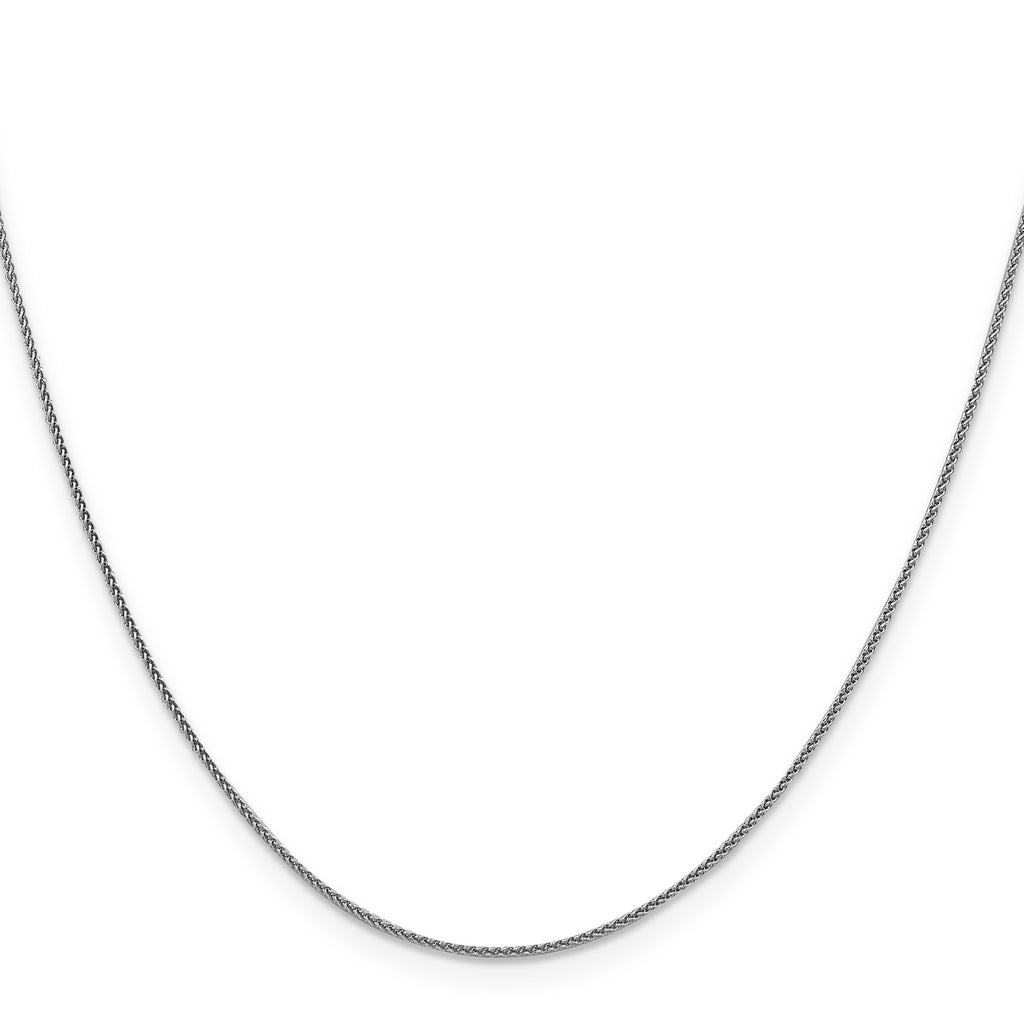 18K White Gold 24 inch 1mm Diamond-cut Spiga with Spring Ring Clasp Chain