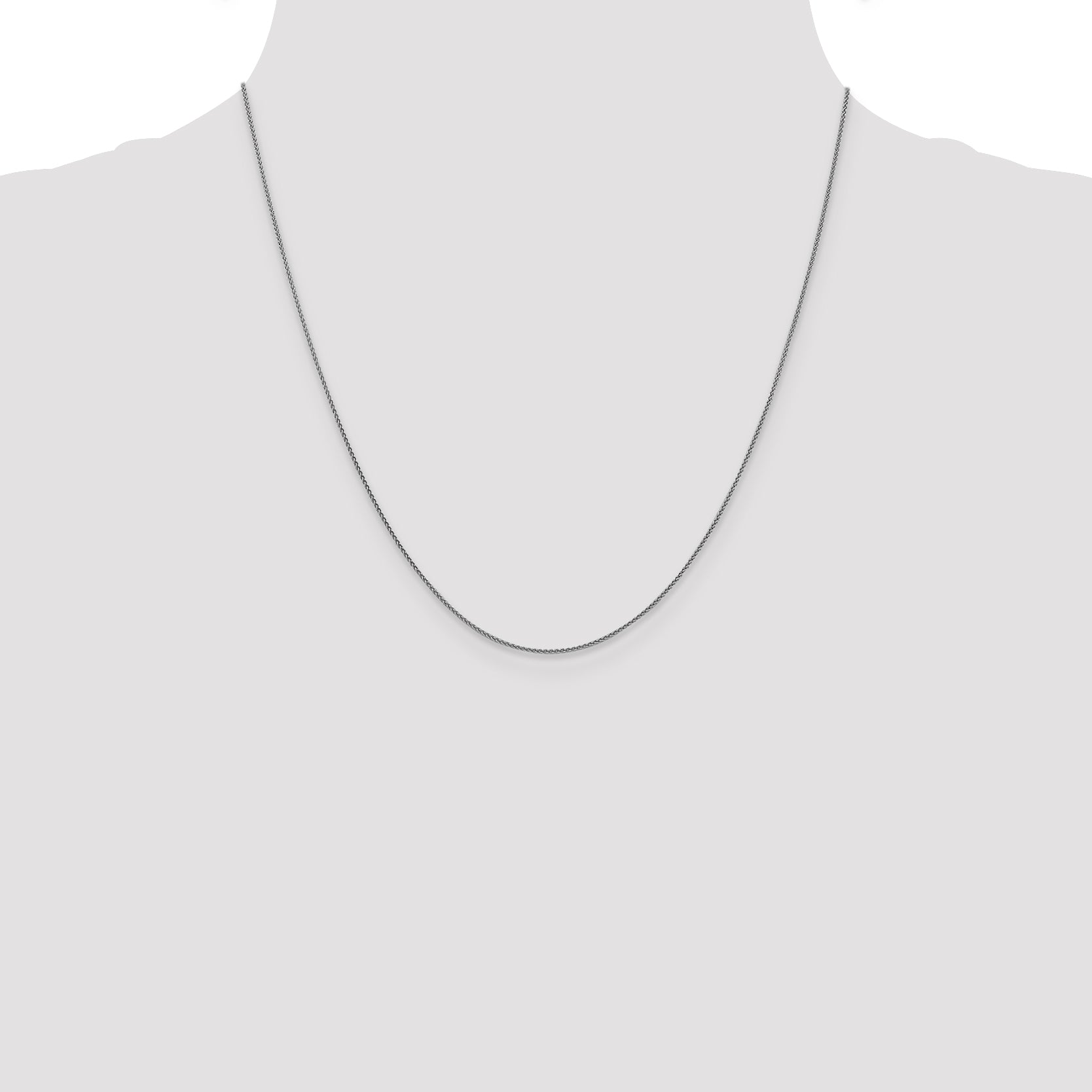 18K White Gold 20 inch 1mm Diamond-cut Spiga with Spring Ring Clasp Chain