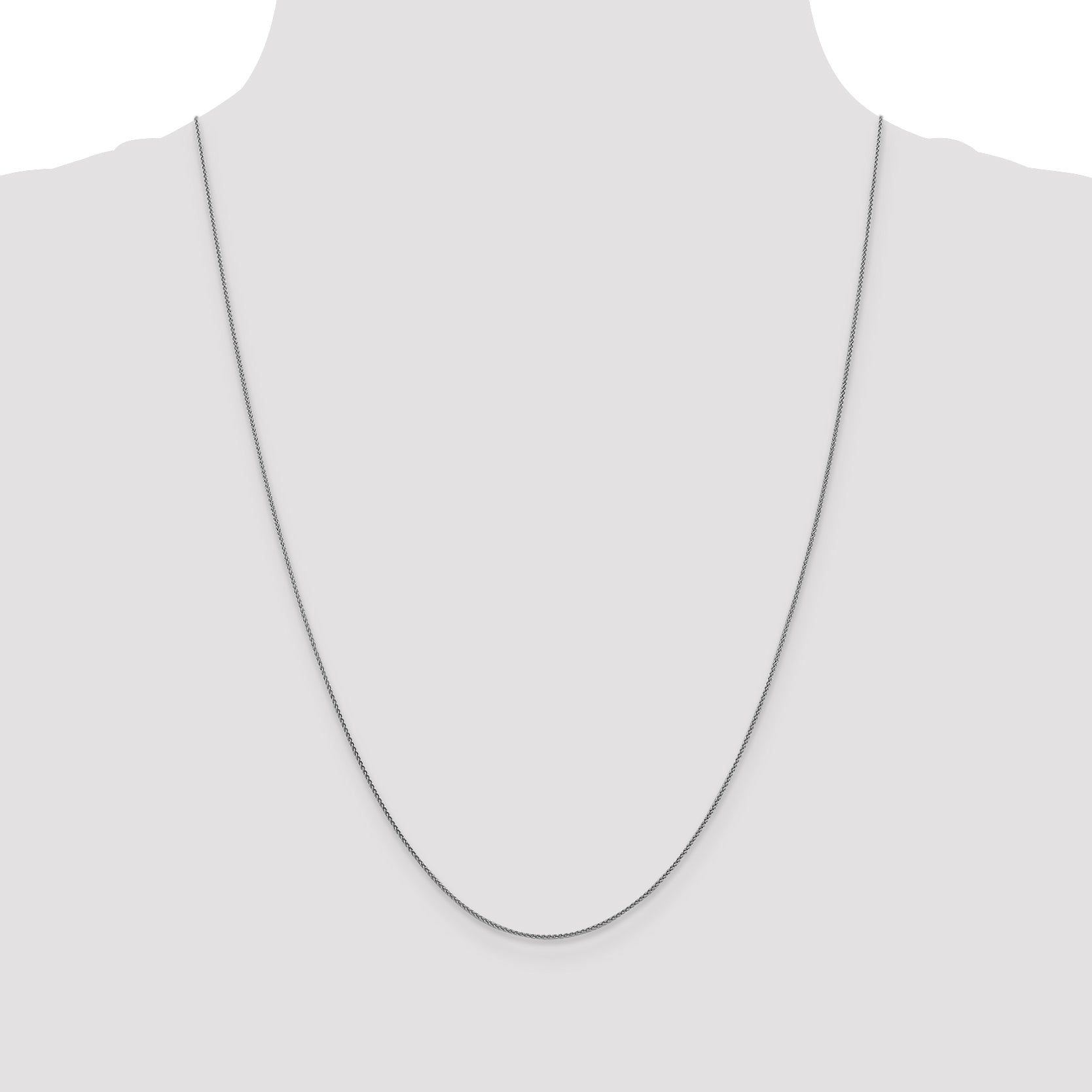 18K White Gold 24 inch 1mm Diamond-cut Spiga with Spring Ring Clasp Chain