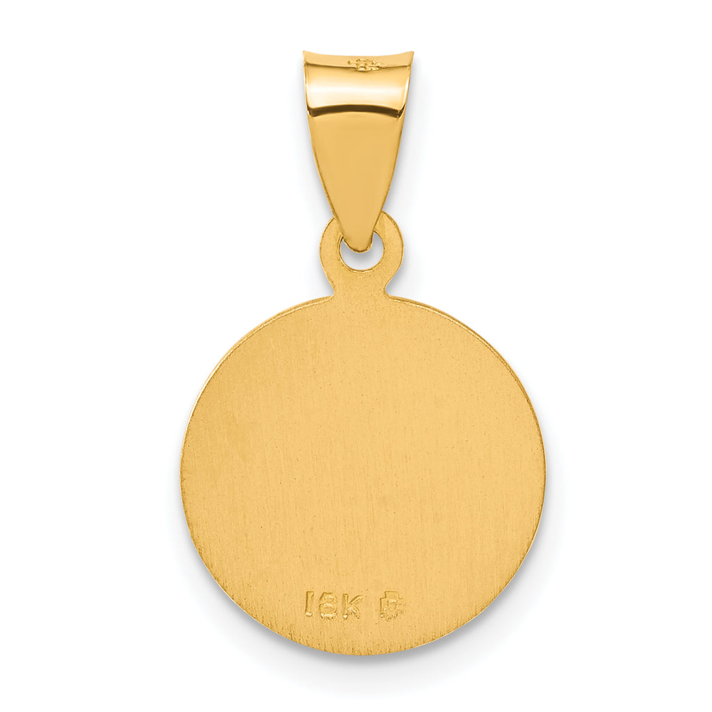 18k Polished and Satin Saint Christopher Medal Round Pendant