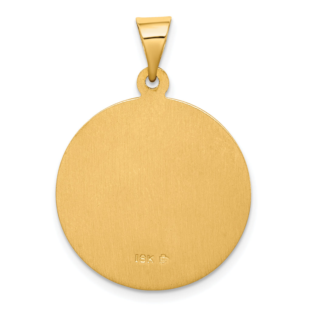 18k Polished and Satin Solid Saint Christopher Medal Round Pendant