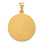 18k Polished and Satin Solid Saint Christopher Medal Round Pendant
