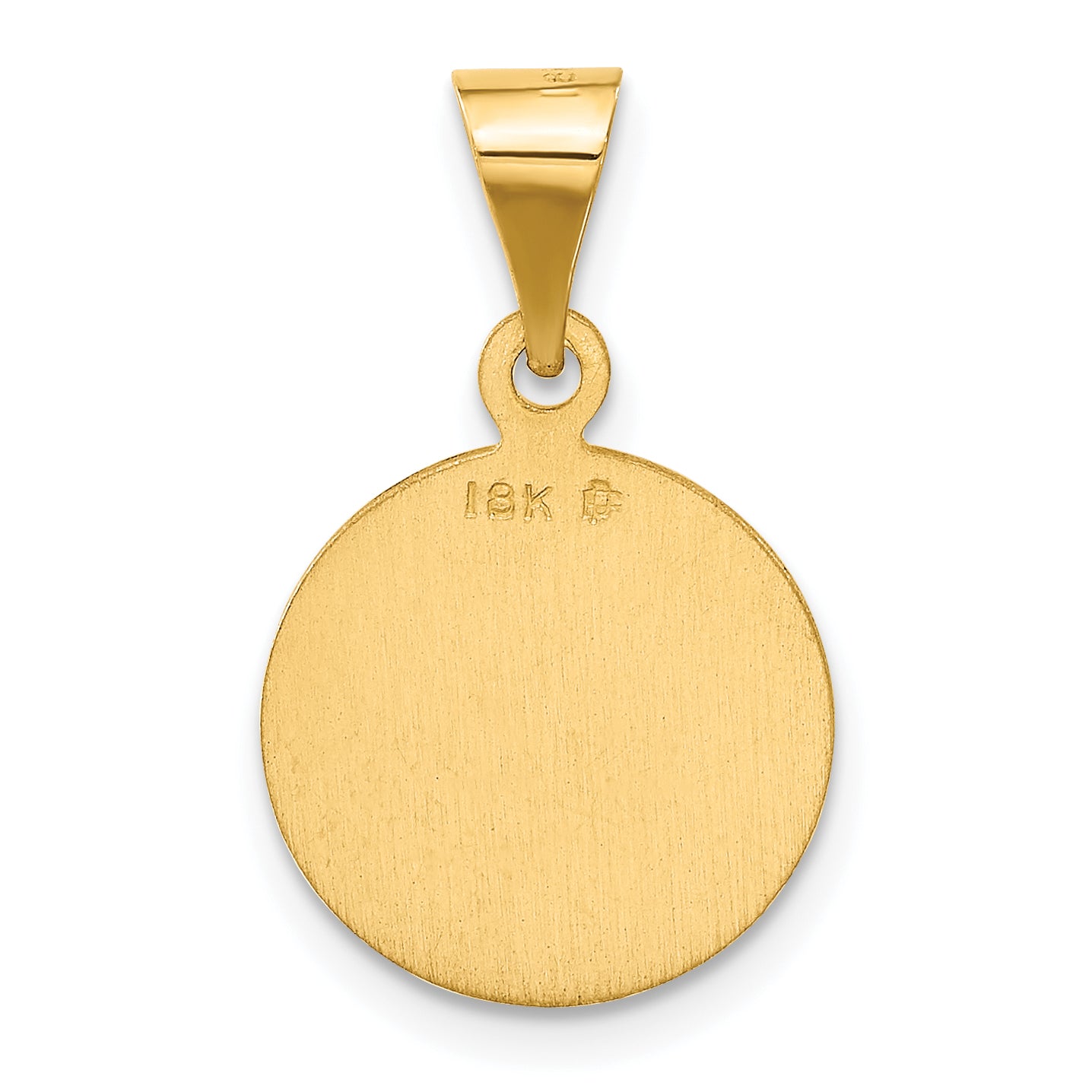 18k Polished and Satin Solid Our Lady of Perpetual Help Medal Round Pendant