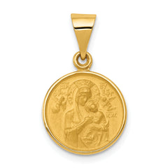 18k Polished and Satin Solid Our Lady of Perpetual Help Medal Round Pendant