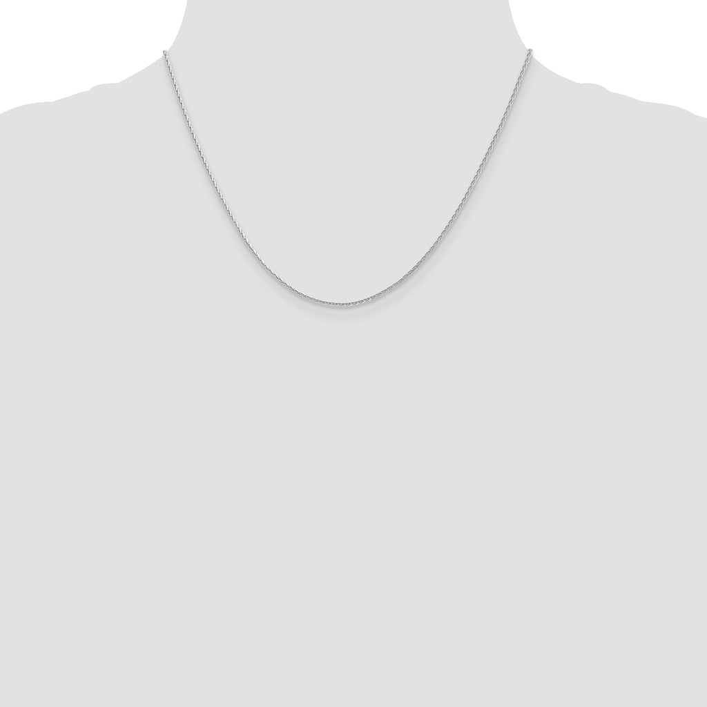14K White Gold 1.3mm D/C Wheat Chain