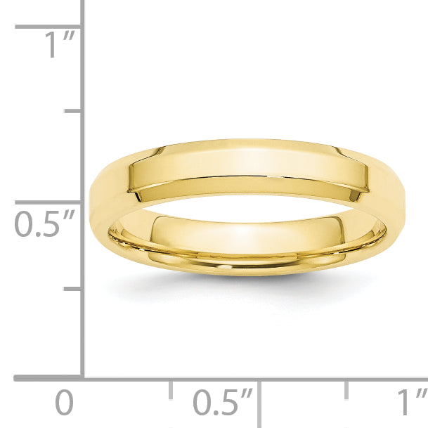 10 Karat Yellow Gold 4mm Beveled Edge Comfort Fit Wedding Band - View 4