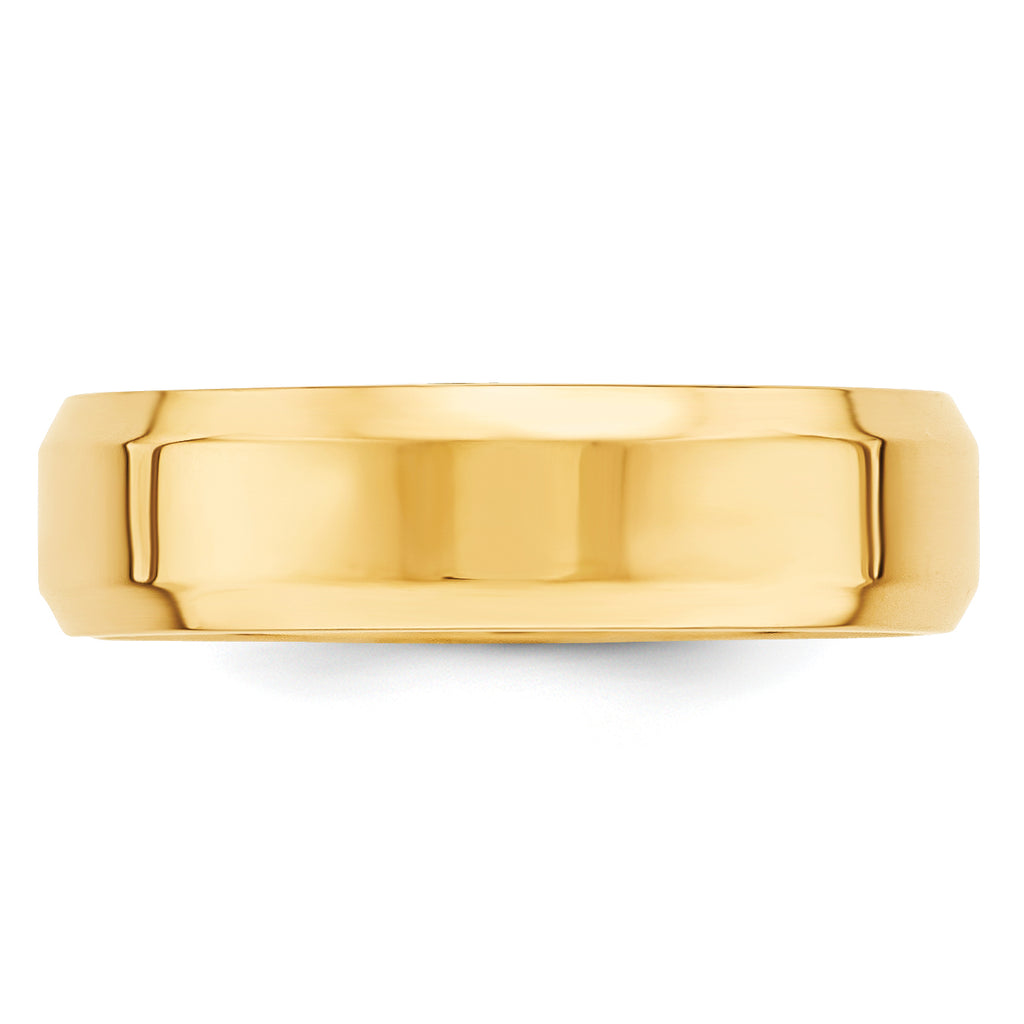 10 Karat Yellow Gold 6mm Beveled Edge Comfort Fit Wedding Band - View 3