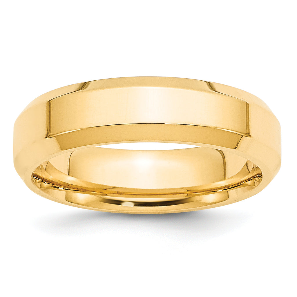 10 Karat Yellow Gold 6mm Beveled Edge Comfort Fit Wedding Band | Sophia Jewelers