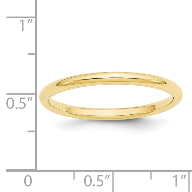 10 Karat Yellow Gold 2mm Standard Weight Comfort Fit Wedding Band - View 4