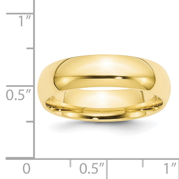 10k Yellow Gold 6mm Standard Weight Comfort Fit Wedding Band Size 14