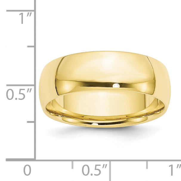 10k Yellow Gold 7mm Lightweight Comfort Fit Wedding Band Size 14