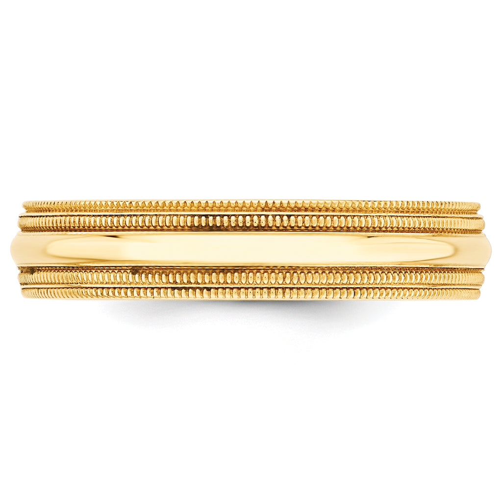 10k Yellow Gold 5mm Double Milgrain Comfort Fit Wedding Band Size 14