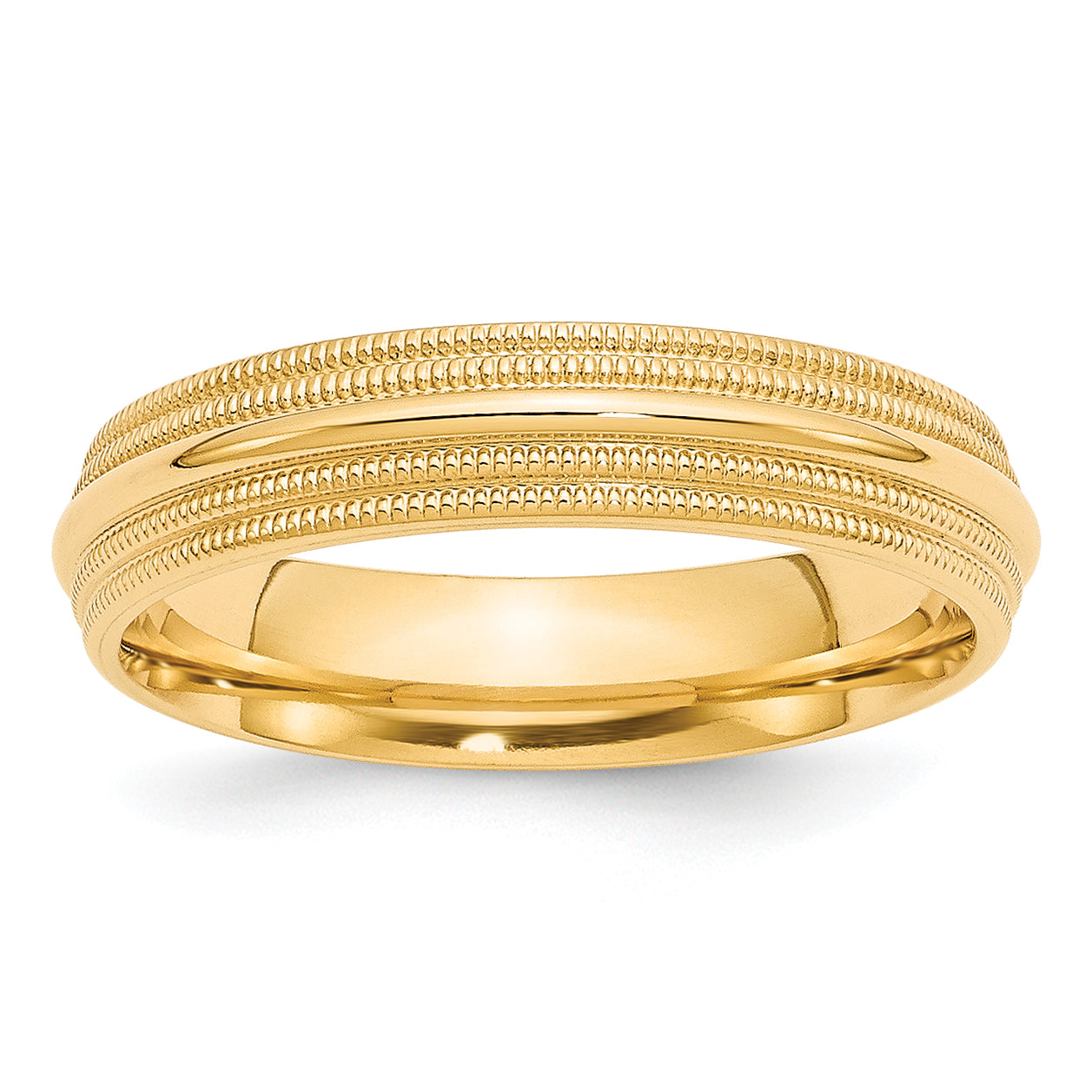 10k Yellow Gold 5mm Double Milgrain Comfort Fit Wedding Band Size 14 Main image