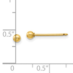 Inverness 14k Polished 3mm Ball Long Post Piercing Earrings