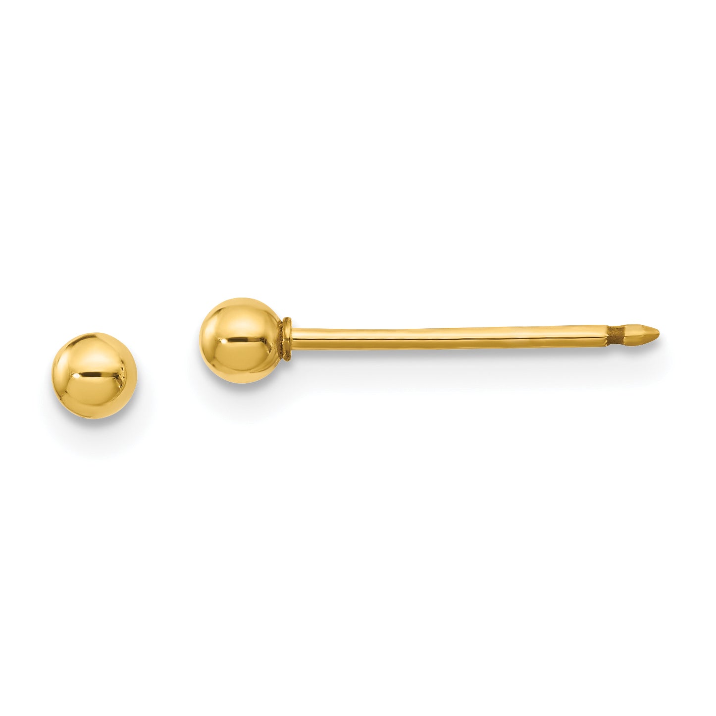Inverness 14k Polished 3mm Ball Long Post Piercing Earrings