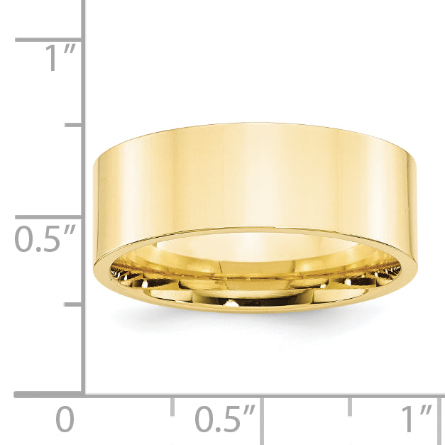 10k Yellow Gold 8mm Standard Weight Flat Comfort Fit Wedding Band Size 14