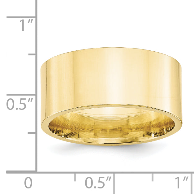 10k Yellow Gold 10mm Standard Weight Flat Comfort Fit Wedding Band Size 14