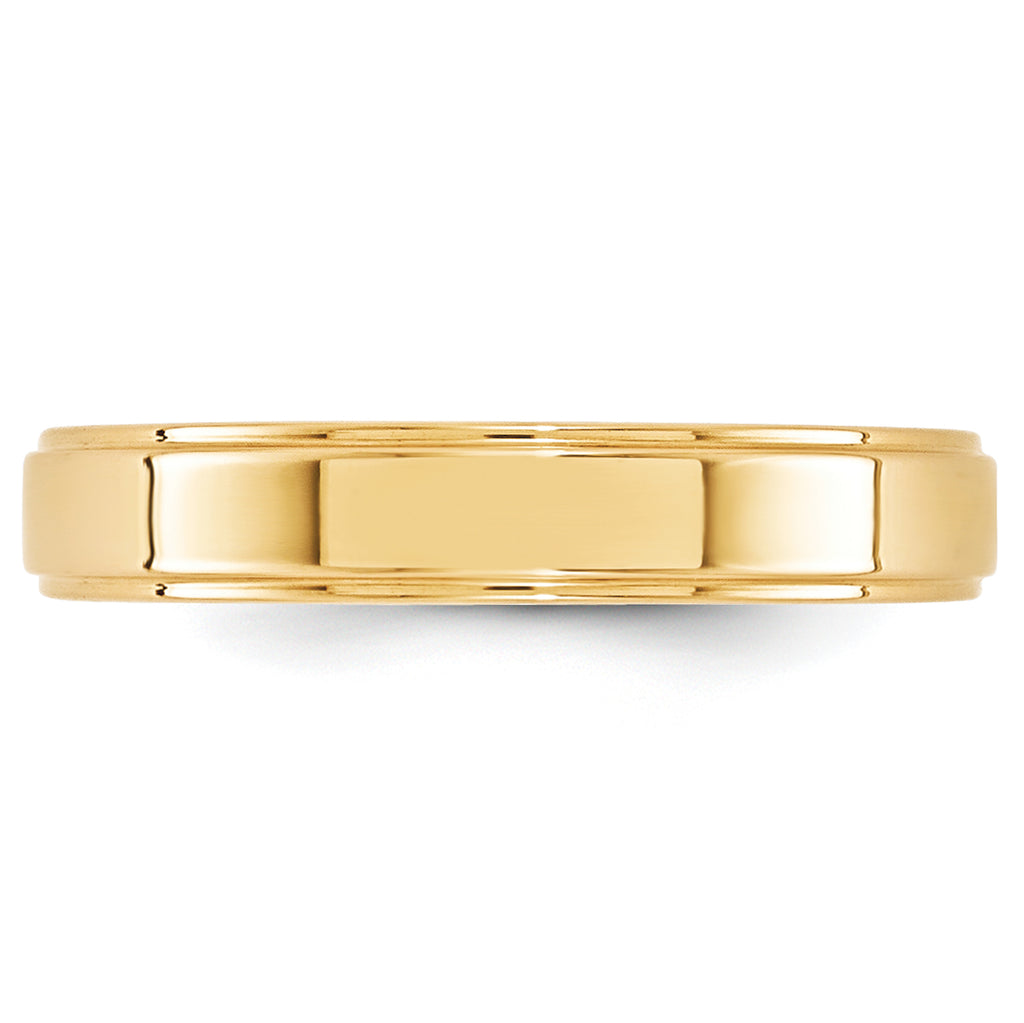 4.0mm 10K Yellow Gold Flat with Step Edge Wedding Band - Sophia Jewelers