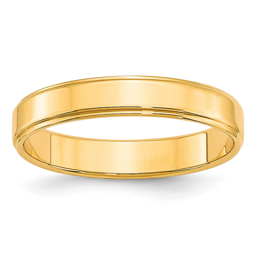 4.0mm 10K Yellow Gold Flat with Step Edge Wedding Band - Sophia Jewelers