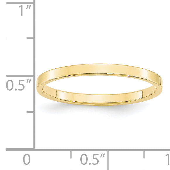 2.0mm 10K Yellow Gold Lightweight Flat Wedding Band - Sophia Jewelers