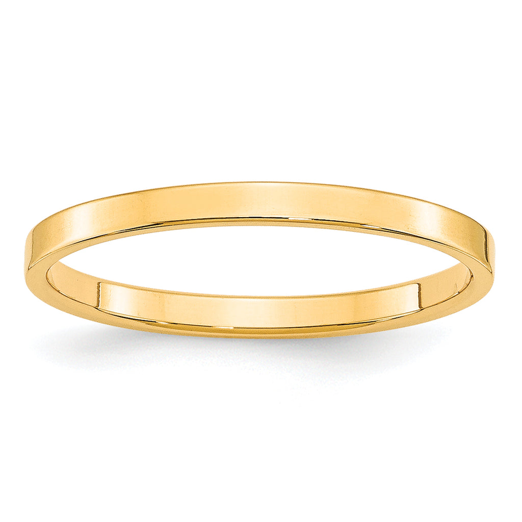 2.0mm 10K Yellow Gold Lightweight Flat Wedding Band - Sophia Jewelers