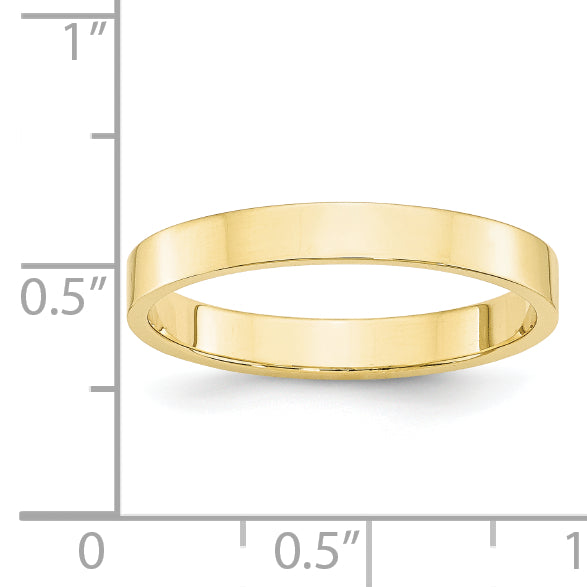 3.0mm 10K Yellow Gold Lightweight Flat Wedding Band - Sophia Jewelers