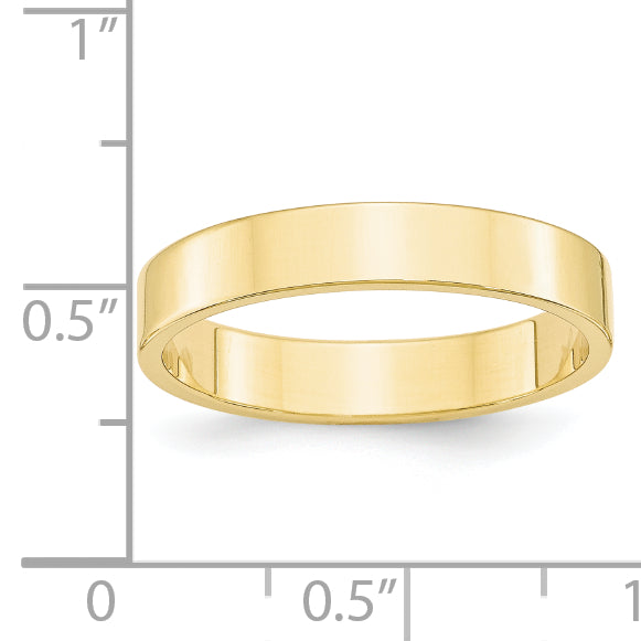 4.0mm 10K Yellow Gold Lightweight Flat Wedding Band - Sophia Jewelers