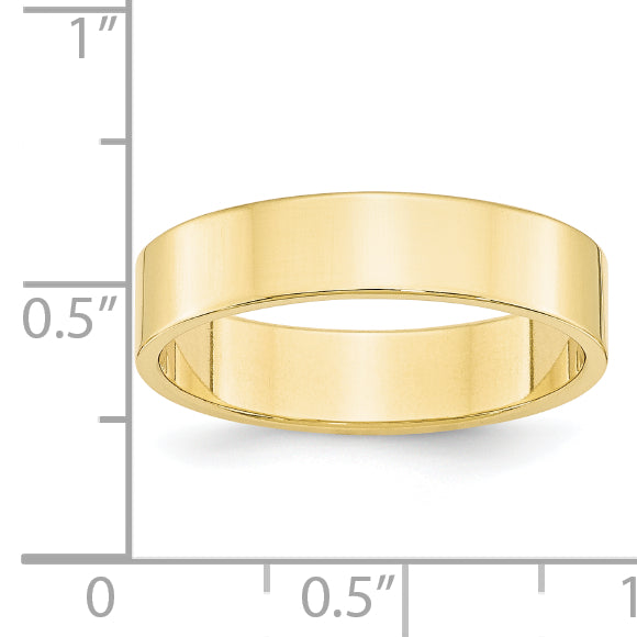 10k Yellow Gold 5mm Lightweight Flat Wedding Band Size 14
