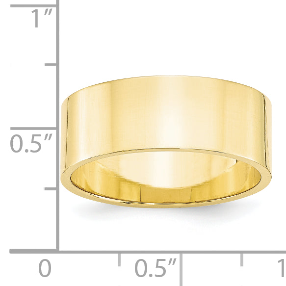 8.0mm 10K Yellow Gold Lightweight Flat Wedding Band - Sophia Jewelers