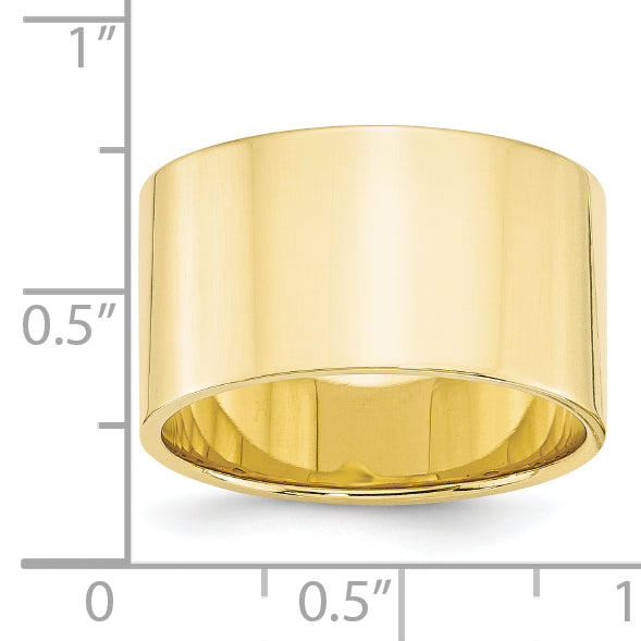 12.0mm 10K Yellow Gold Lightweight Flat Wedding Band - Sophia Jewelers