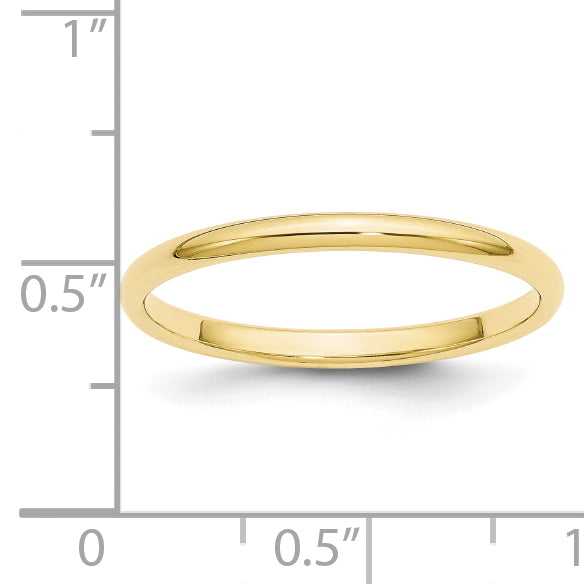 2.0mm 10K Yellow Gold Standard Half Round Wedding Band - Sophia Jewelers