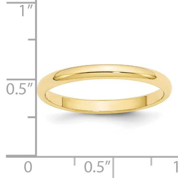 2.5mm 10K Yellow Gold Standard Half Round Wedding Band - Sophia Jewelers