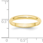 10k Yellow Gold 3mm Half Round Wedding Band Size 14